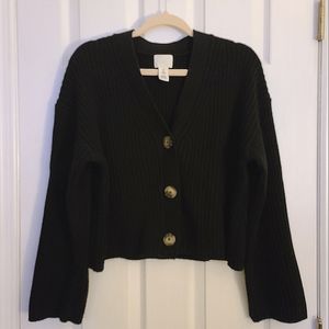 H&M | Black Ribbed Cropped Cardigan | Sz S